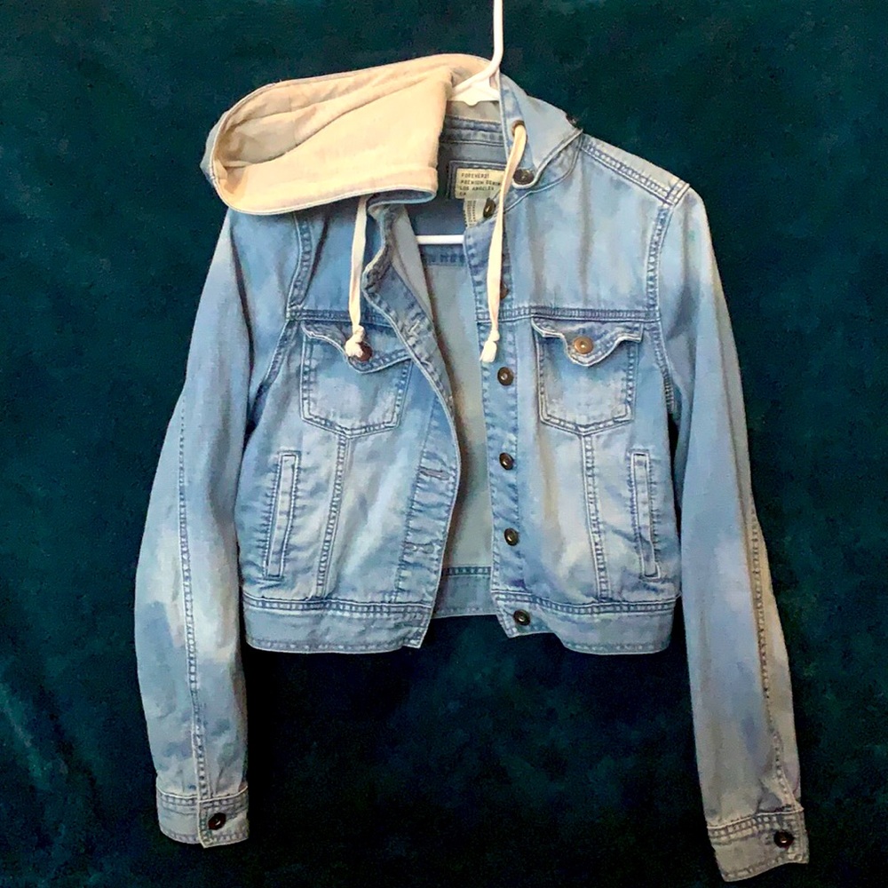 Forever 21 Jean jacket with detachable hoody